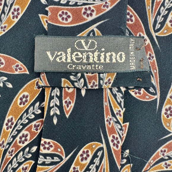 Valentino Garavani Silk Abstract Tie โ Black, Brown 1980s Made in Italy - Picture 8 of 9